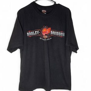 VTG Harley Davidson XL Dice Flames Eagle Black T-Shirt 2005 WV